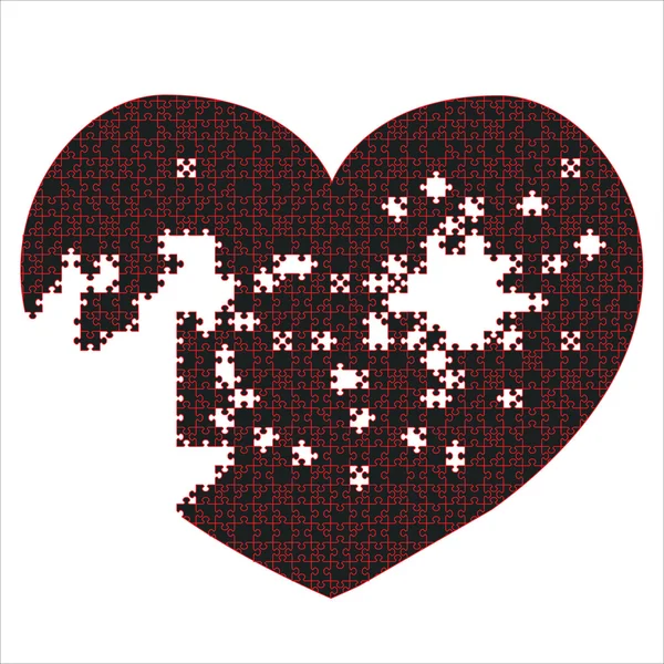 Röd pussel hjärta — Stock vektor