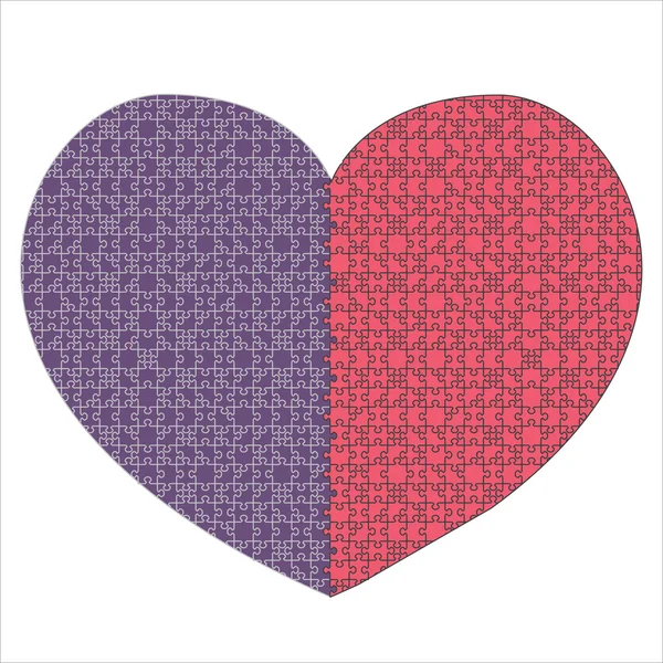 Violet puzzel hart — Stockvector