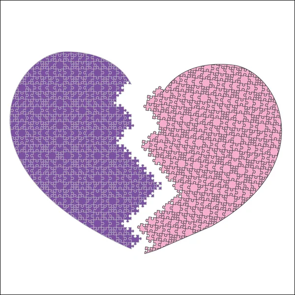 Violet puzzle heart — Stock Vector