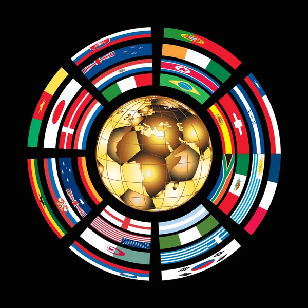 黄金足球世界杯球、 矢量 — 图库矢量图片