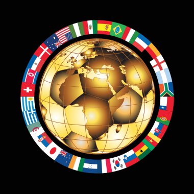 Gold football world cup ball, vector clipart