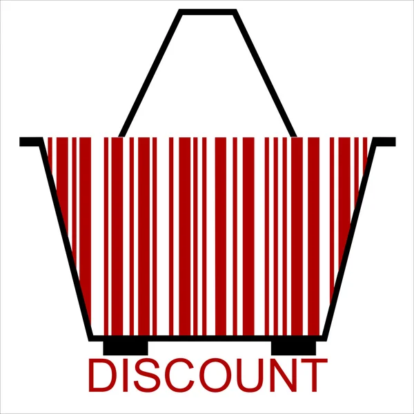 Korting barcode winkelmandje — Stockvector