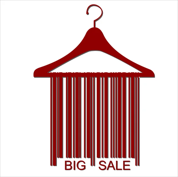 Κόκκινο μεγάλη πώληση barcode κρεμάστρα ρούχων — Διανυσματικό Αρχείο