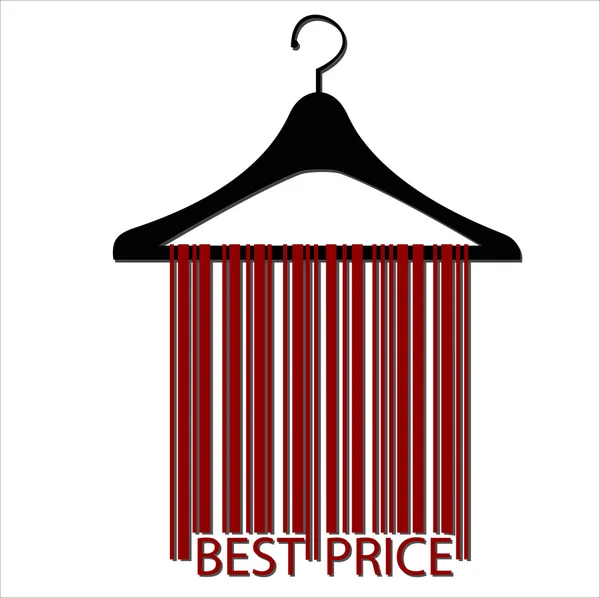 Mejor precio percha de ropa de código de barras — Vector de stock