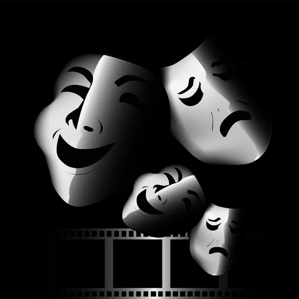 Teatralne maski o tragedii i komedii wektor — Wektor stockowy