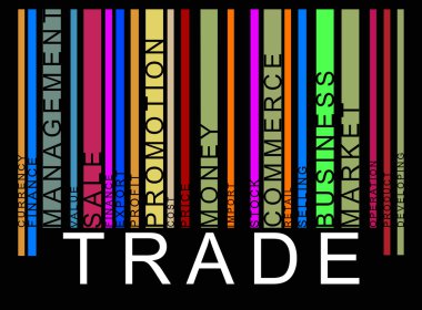 Colorful trade text barcode, vector clipart