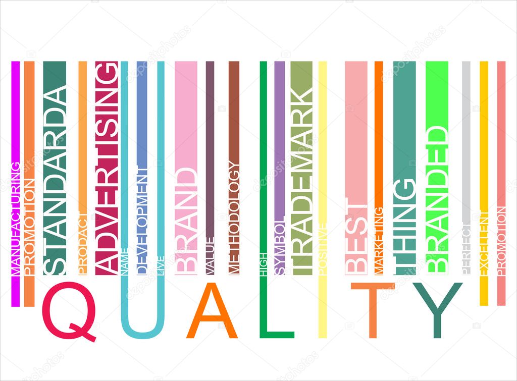 Colorful QUALITY text barcode, vector