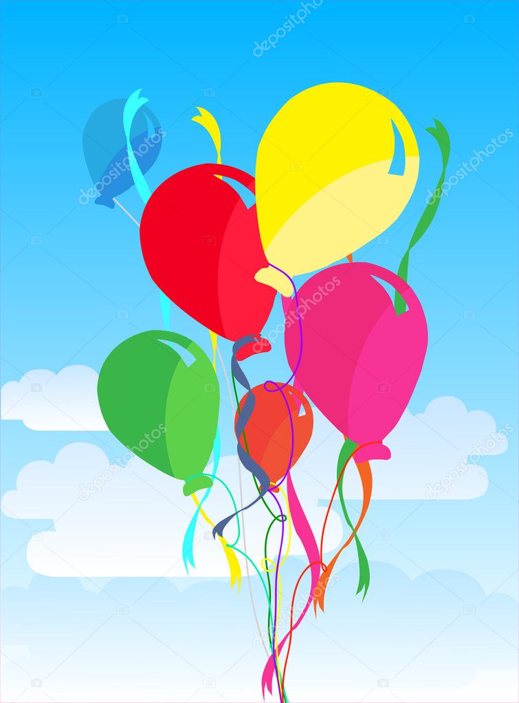 Seven Beautiful Party Balloons Vector