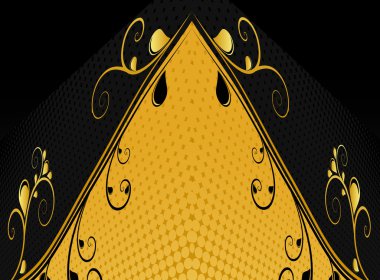 Black and gold ornamental background, vector clipart