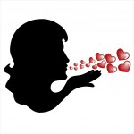 Silhouette woman blowing heart — Stock Vector © svetap #5597852