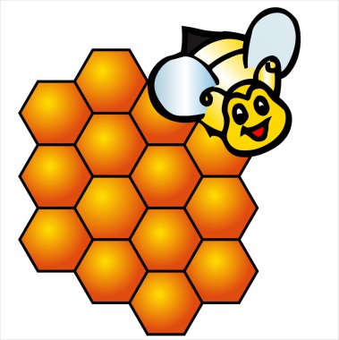 Vector bee and honeycombs clipart