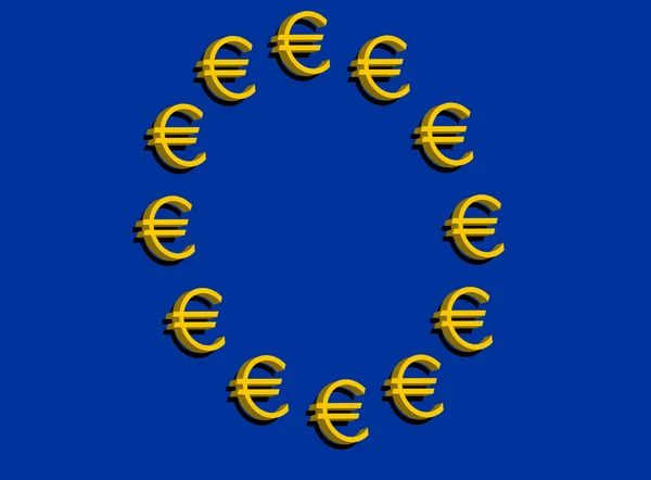 Europeisk flagg med euro, vektor – stockvektor