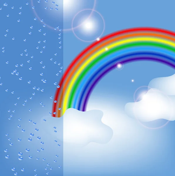Fundo Blue Sky com nuvens e arco-íris e espaço livre para o seu texto —  Vetores de Stock