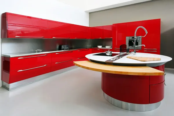 Czerwona kuchnia wnętrz — Zdjęcie stockowe
