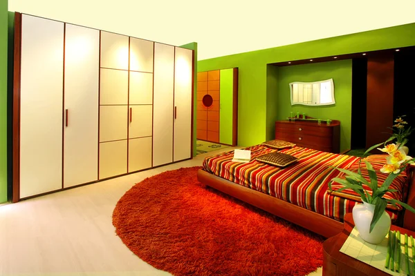 Camera da letto verde — Foto Stock