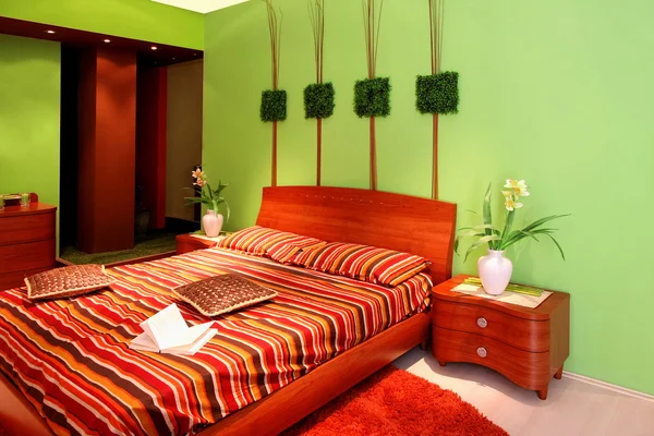 Gröna sovrum vinkel — Stockfoto