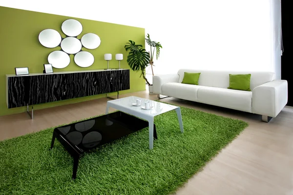 Zielony pokój dzienny — Zdjęcie stockowe