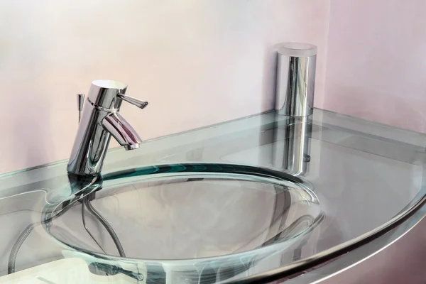Szklana umywalka kąt — Zdjęcie stockowe