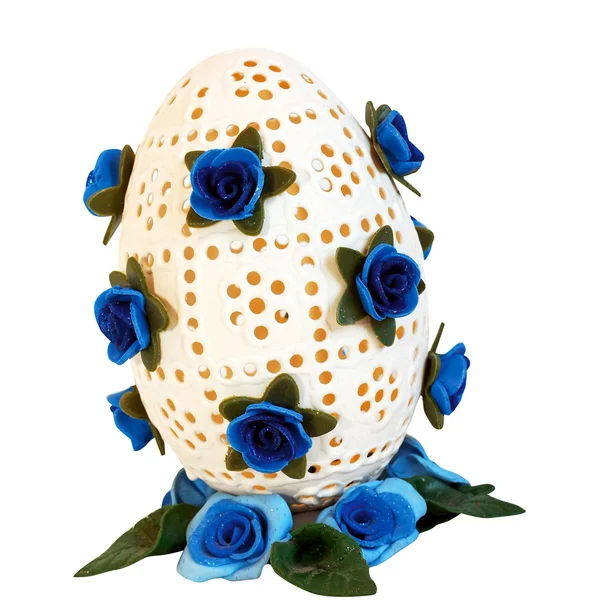 Jajko niebieskie róże — Zdjęcie stockowe