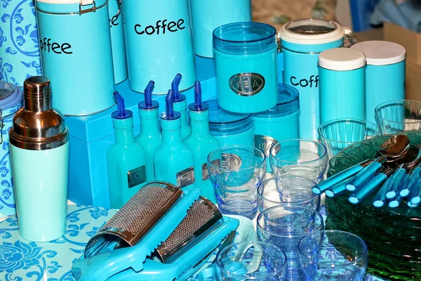 Kék konyhai eszközök — Stock Fotó