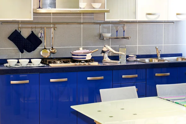 Blue kitchen — Stock Photo, Image