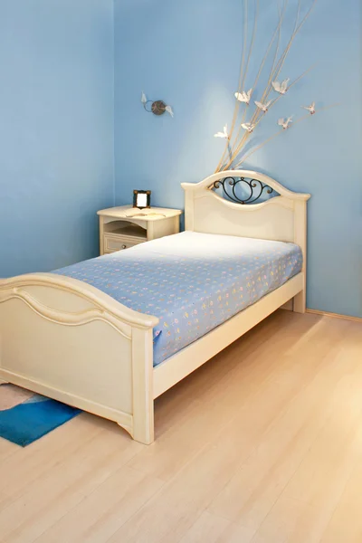 Blaues Schlafzimmer — Stockfoto