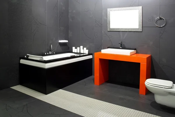Zwarte badkamer — Stockfoto