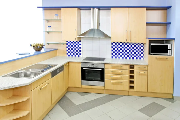 Blauwe keuken — Stockfoto