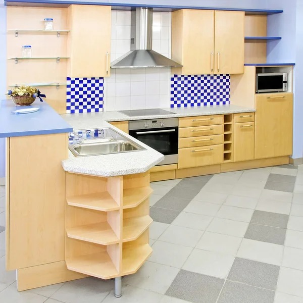 Blauwe keuken plein — Stockfoto