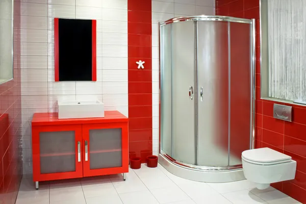 Rotes Badezimmer — Stockfoto