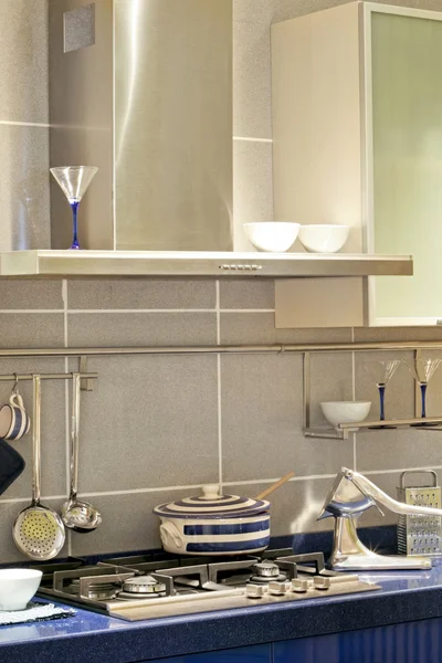 Fogão de cozinha azul — Fotografia de Stock