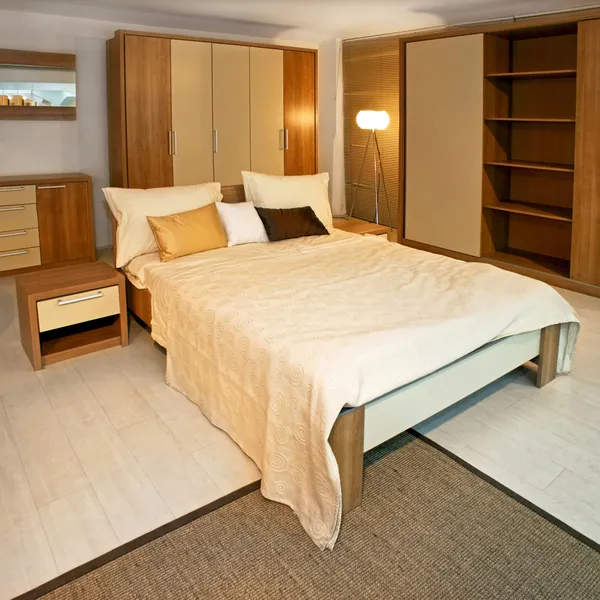 Ángulo dormitorio de madera — Foto de Stock