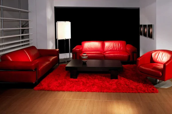 Wohnzimmer rot — Stockfoto