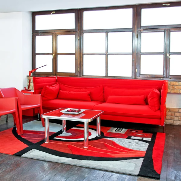 Czerwony pokój dzienny — Zdjęcie stockowe