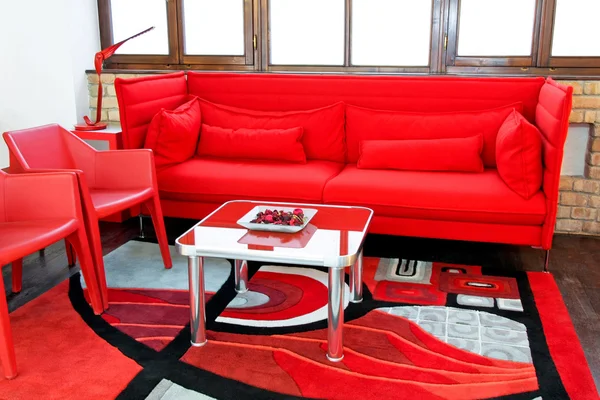 Area salotto rossa — Foto Stock