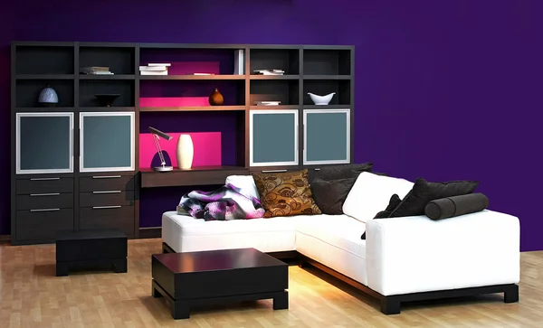 Purple living room — Stock Photo, Image