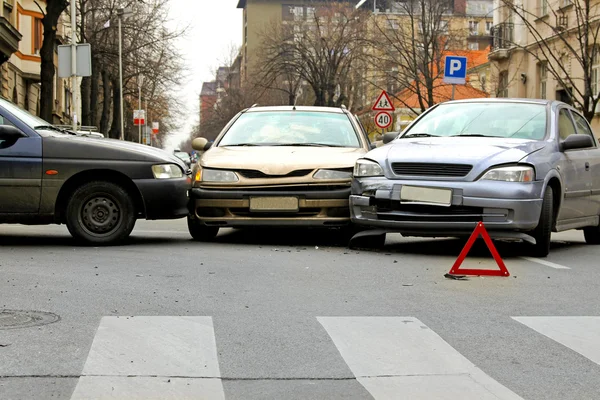 Üç araba kazası — Stok fotoğraf