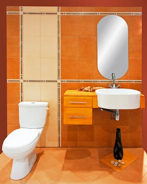 オレンジ色のバスルーム — ストック写真