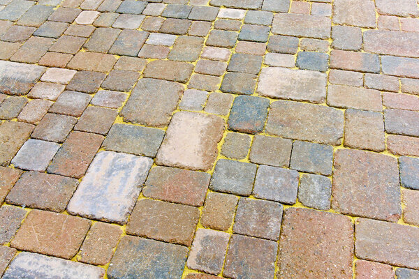 Texture of garden path with stone cubes