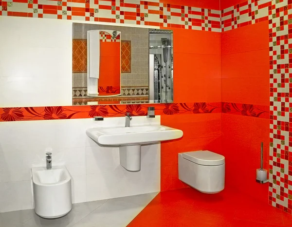 Červená koupelna — Stock fotografie
