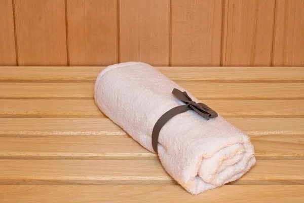 Handdoek in sauna — Stockfoto