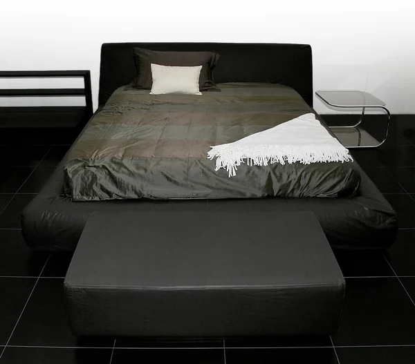 Black bed — Stock Photo, Image
