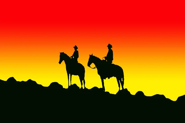 Silhouette da cowboy — Foto Stock