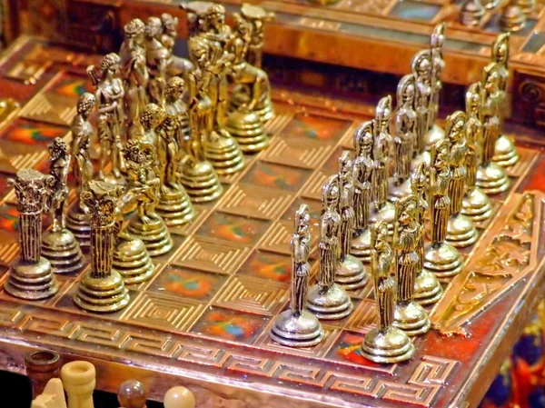 Metalowe szachy — Zdjęcie stockowe