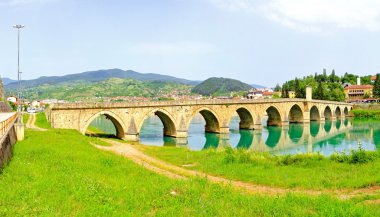 Visegrad bridge panorama clipart