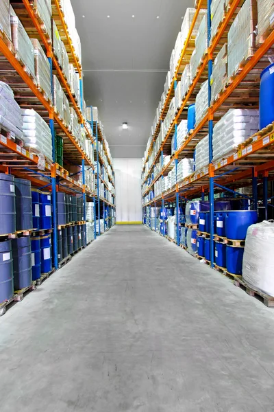 Warehouse row barrels — Stock Photo, Image