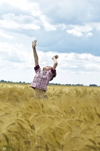 stock image The boy is seeking to touch the sky