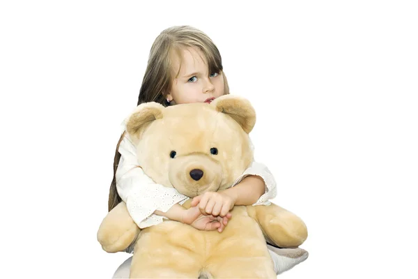 A menina com o urso — Fotografia de Stock