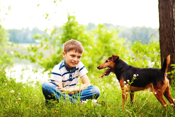 少年と犬 — ストック写真