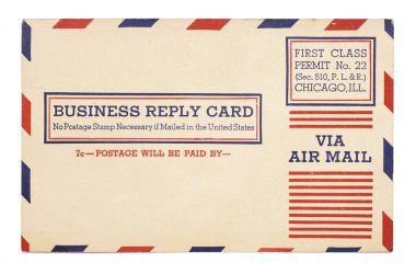 Vintage United States Airmail Business Reply Card Vintage United clipart